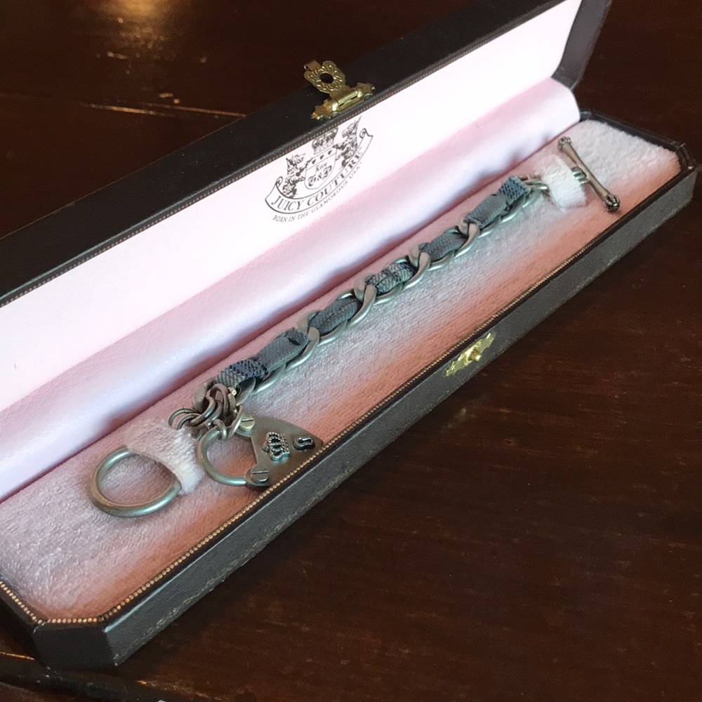 Juicy Couture blue plaid silver charm bracelet